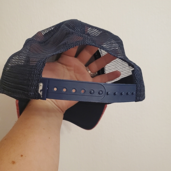 Vineyard Vines Hat Cap Snap Back Red Blue Preppy Whale Outdoors Mesh Back - Picture 6 of 9